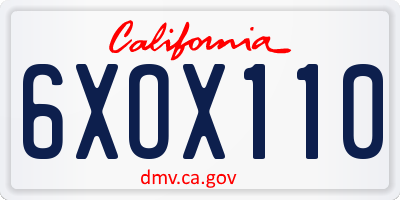 CA license plate 6XOX110
