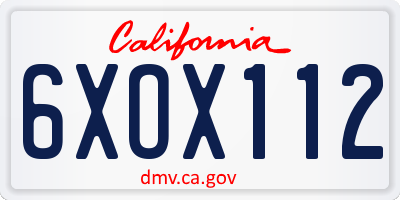 CA license plate 6XOX112