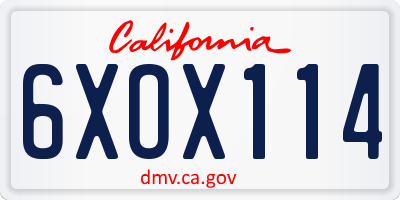 CA license plate 6XOX114