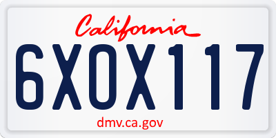 CA license plate 6XOX117