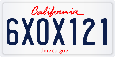CA license plate 6XOX121