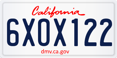 CA license plate 6XOX122