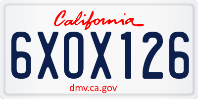 CA license plate 6XOX126