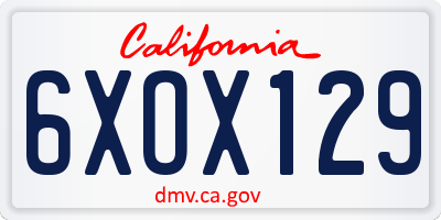 CA license plate 6XOX129