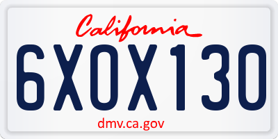 CA license plate 6XOX130