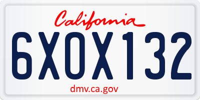 CA license plate 6XOX132