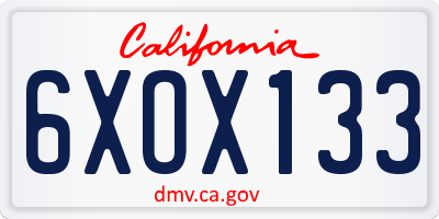 CA license plate 6XOX133