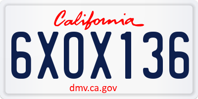 CA license plate 6XOX136