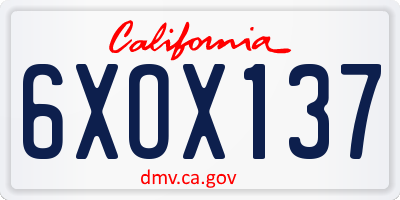 CA license plate 6XOX137
