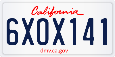 CA license plate 6XOX141