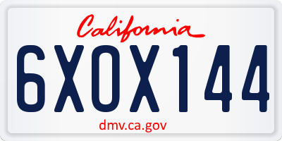 CA license plate 6XOX144