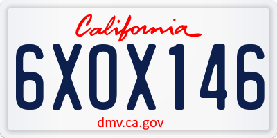 CA license plate 6XOX146