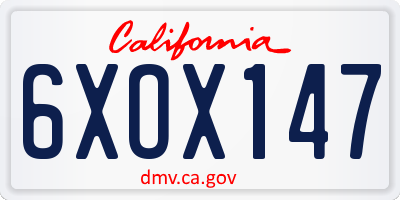 CA license plate 6XOX147