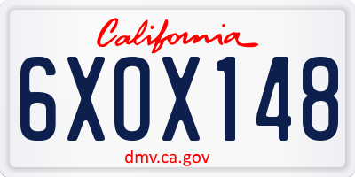 CA license plate 6XOX148