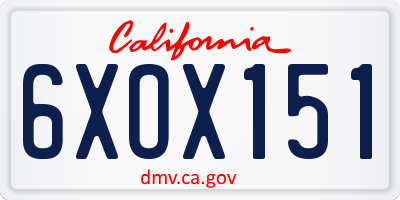 CA license plate 6XOX151