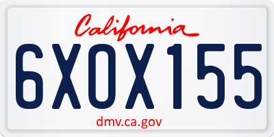 CA license plate 6XOX155
