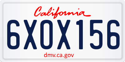 CA license plate 6XOX156