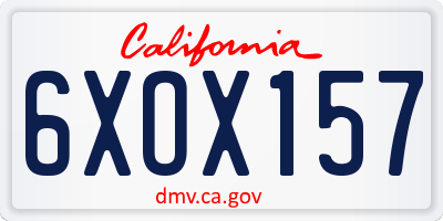 CA license plate 6XOX157