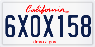 CA license plate 6XOX158