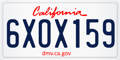 CA license plate 6XOX159