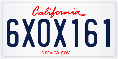 CA license plate 6XOX161