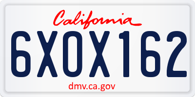 CA license plate 6XOX162