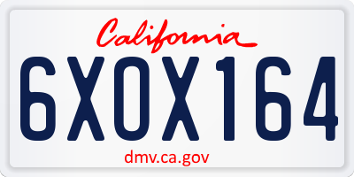 CA license plate 6XOX164