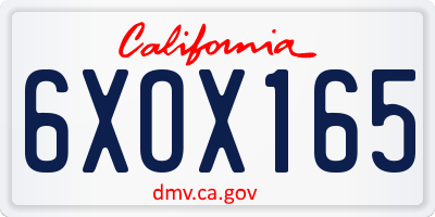 CA license plate 6XOX165