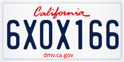 CA license plate 6XOX166