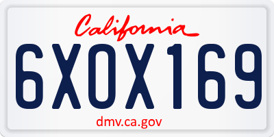 CA license plate 6XOX169
