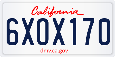 CA license plate 6XOX170