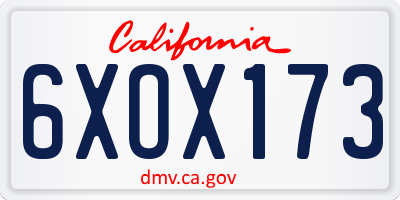 CA license plate 6XOX173