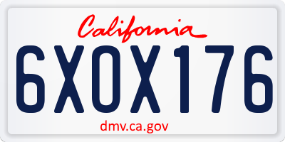 CA license plate 6XOX176