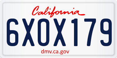 CA license plate 6XOX179