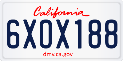 CA license plate 6XOX188