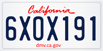 CA license plate 6XOX191