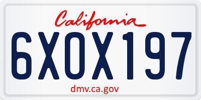 CA license plate 6XOX197