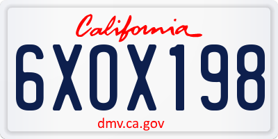 CA license plate 6XOX198