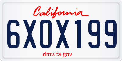 CA license plate 6XOX199