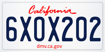 CA license plate 6XOX202