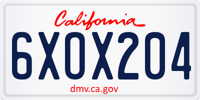 CA license plate 6XOX204