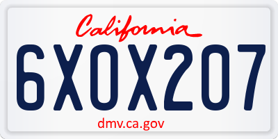 CA license plate 6XOX207