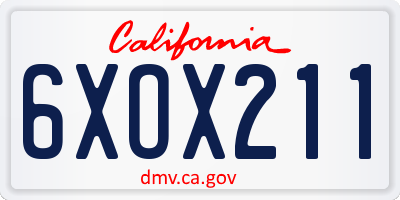 CA license plate 6XOX211