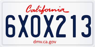 CA license plate 6XOX213