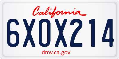 CA license plate 6XOX214