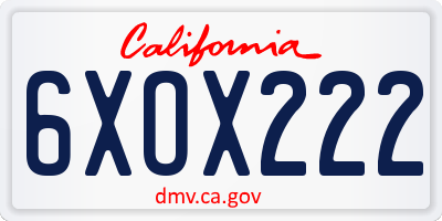 CA license plate 6XOX222