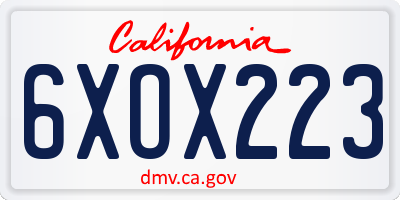 CA license plate 6XOX223