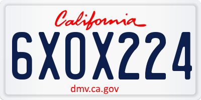 CA license plate 6XOX224