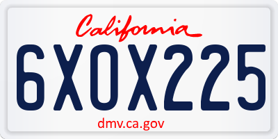 CA license plate 6XOX225