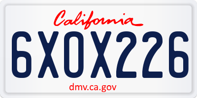 CA license plate 6XOX226